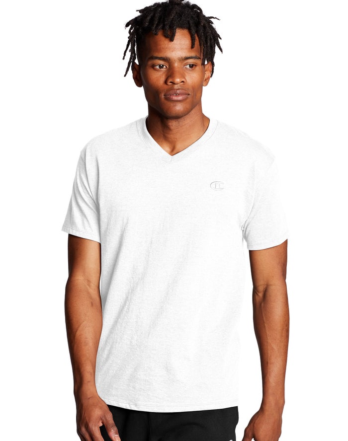 Champion Herre T-Shirts Hvide - Classic Jersey V-Neck - Danmark RLG-094816